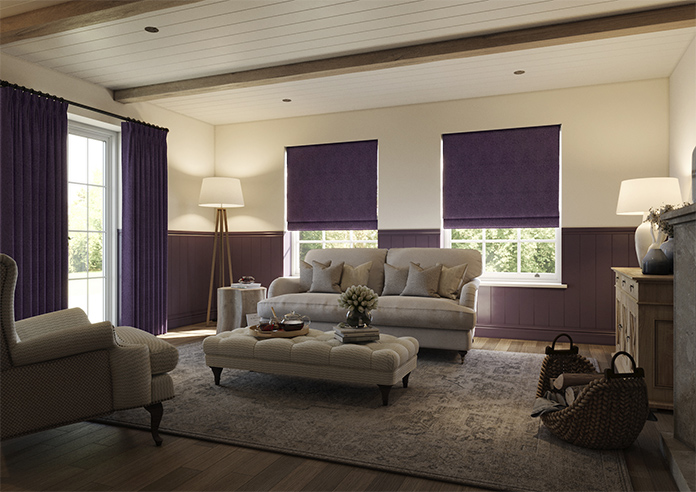 Harris, Midnight Plum - Roman Blind - Image 6